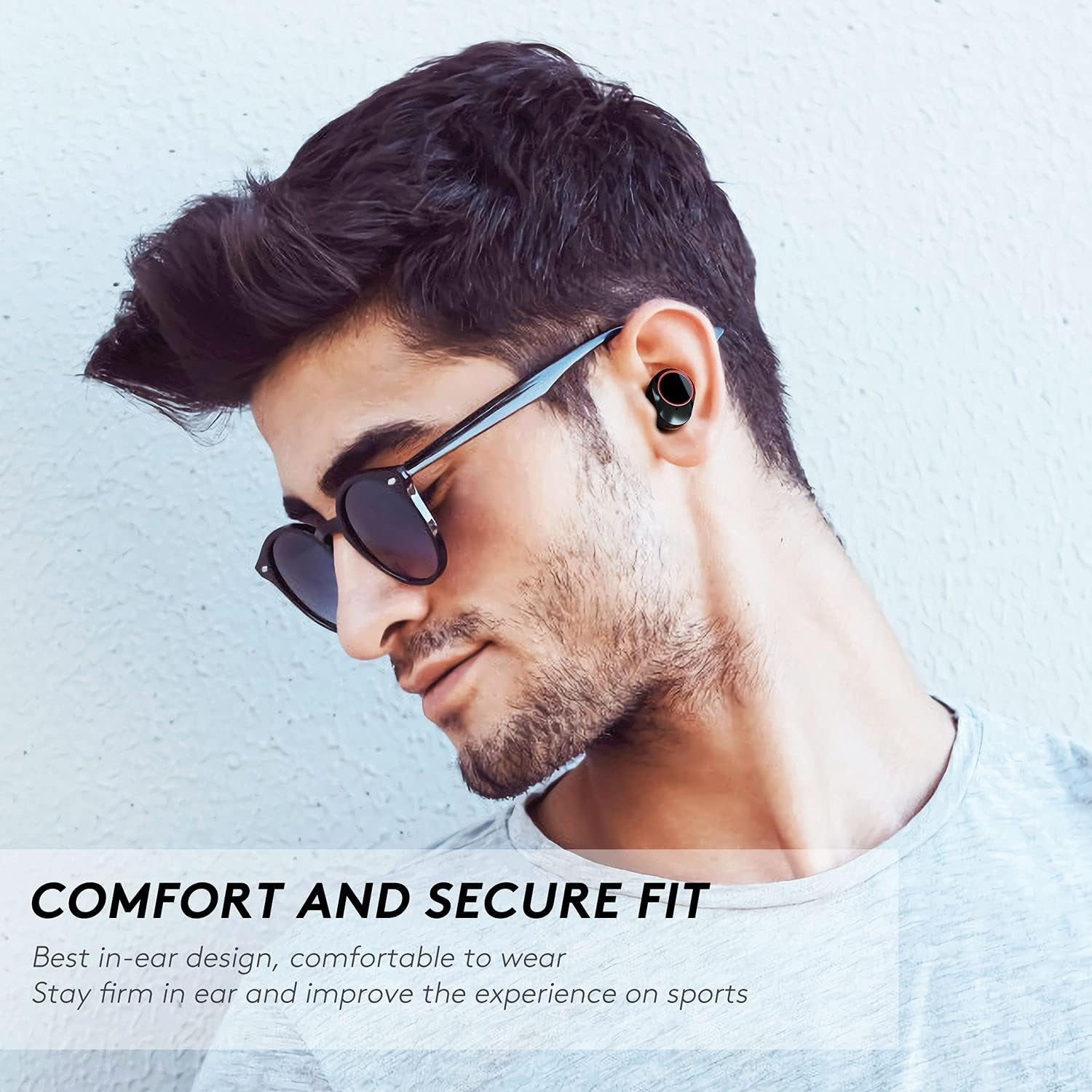 Wireless Earbuds Bluetooth 5.1 Headphones with Superior Stereo Sound, High Dynamic Range & Bass Boosted, IPX7 Waterproof Earphones, 80Hr Playtime with Charging Case, Touch Control In-Ear Headset W/Mic