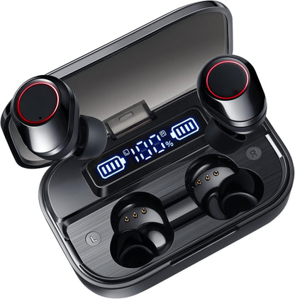 Wireless Earbuds Bluetooth 5.1 Headphones with Superior Stereo Sound, High Dynamic Range & Bass Boosted, IPX7 Waterproof Earphones, 80Hr Playtime with Charging Case, Touch Control In-Ear Headset W/Mic